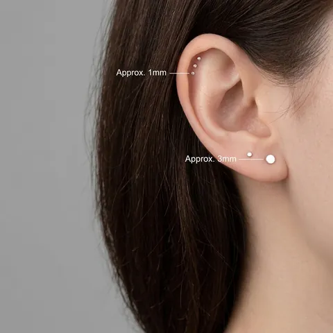 S999 Fine Silver Stud Earrings Minimalist Round Flat Head Piercing Jewelry For Sensitive Ears Small Tiny Hypoallergenic