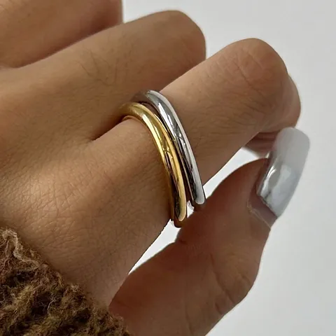 Irregular Wave Rings Stainless Steel Waterproof Hypoallergenic Minimalist Modern Jewelry For Women