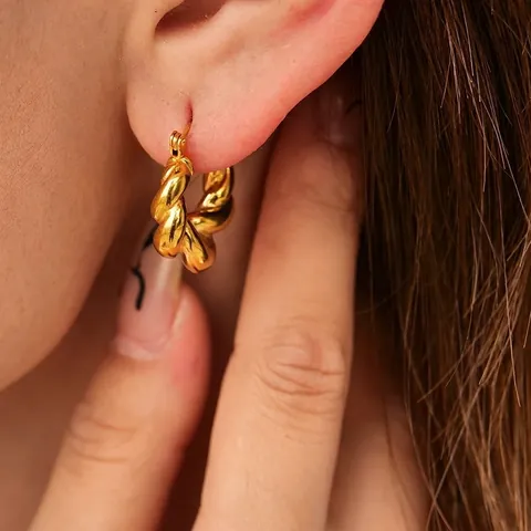 Gedrehte Seil Creolen Vergoldeter Edelstahl Geometrischer Retro Schmuck Für Frauen Mode Minimalistisch