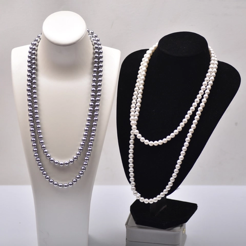 Hepburn Style Long Artificial Pearl Necklace Elegant Multi Layer Sweater Chain French Retro Beads Neck Jewelry For Women