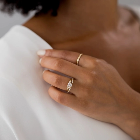 Minimalist Copper Zirconia Stackable Ring For Women Gold Rose Gold Plated Line Design Micro Pave Finger Ring Fashion Jewelry