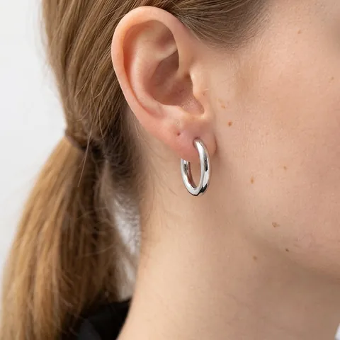 Pendientes de Aro Minimalistas de Acero Inoxidable para Mujer Moda Color Plata Gruesos Pendientes de Círculo Redondo Pulido de Alto Brillo Joyería Impermeabile