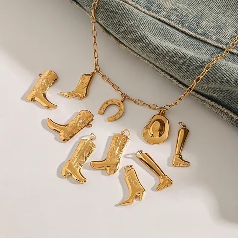 Ciondoli A Forma Di Cappello Da Cowboy Occidentale Pendenti In Acciaio Inossidabile Oro Per Creazione Di Gioielli DIY Ipoallergenico