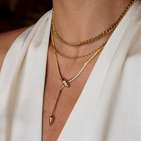Collana Con Pendente A Serpente In Acciaio Inossidabile Con Zirconia Impermeabile Anallergico Gioielli Di Lusso Da Donna
