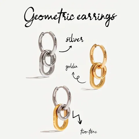 Geometric Interlocking Nested Ring Hoop Earrings Stainless Steel Waterproof Hypoallergenic Minimalist Luxury Jewelry For Women