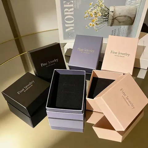 Scatola Regalo Gioielli Carta Confezione Custodia Con Spugna Per Collana Orecchini Anello Elegante Minimalista Matrimonio Compleanno