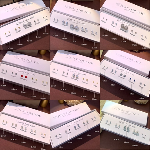 Wöchentliche Ohrstecker Mit S925 Sterling Silber Ohrstecker Zirkonia Kunstperle Herz Stern Tierform Elegantes Geschenk Damen