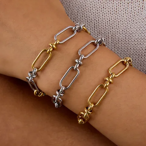 Bracciale Acciaio Inossidabile 316L Catena Grossa Maglia Industriale Regolabile Ipoallergenico Gioielli Moderni Donna