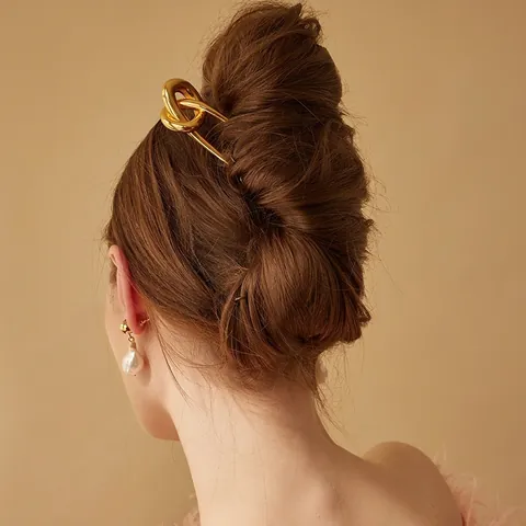 Minimalistische U-Förmige Haarstab Edelstahl Love Knot Haarnadel Wasserdicht Hypoallergen Für Frauen Moderner Haargabel