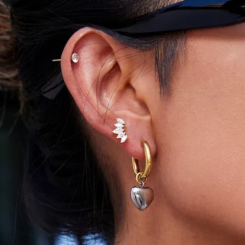 Orecchini A Cerchio Con Cuore In Acciaio Inossidabile Impermeabile Ipoallergenico Gioielli Di Moda Lusso Per Donna