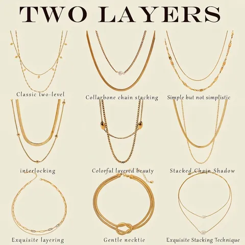 Double Layer Necklace For Women Stainless Steel Waterproof Hypoallergenic Snake Chain Artificial Pearl Pendant Jewelry