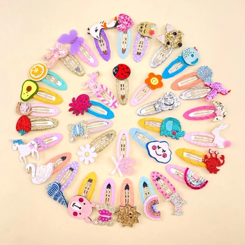 Pinzas Para El Pelo Infantiles Lindos Dibujos Animados Animales Frutas Lentejuelas Brillo Clips BB Para Niñas Accesorios Decorativos Dulces