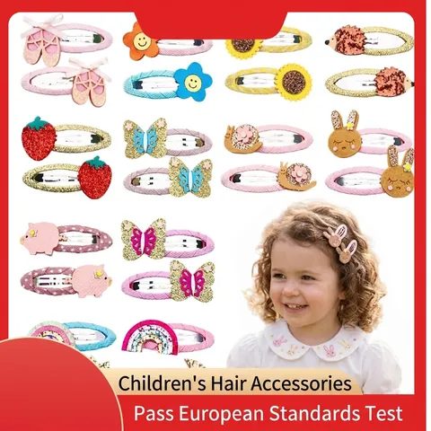 Pinzas Para El Pelo Infantiles Lindos Dibujos Animados Animales Frutas Lentejuelas Brillo Clips BB Para Niñas Accesorios Decorativos Dulces