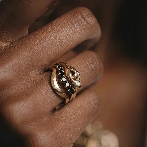 Schlangen Ring Edelstahl Vergoldet Zirkon Wasserdicht Hypoallergen Leichter Luxus Mode Schmuck Für Damen