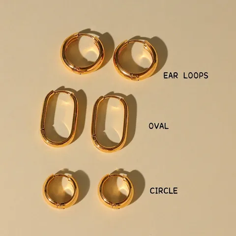 Minimalist Gold Hoop Earrings Collection Stainless Steel Waterproof Hypoallergenic Geometric Circle Oval Rectangular For Women