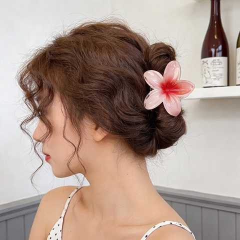 Bloem Haarklem Plumeria Hars Haargrijper Antislip Zomer Strand Tropisch Haaraccessoires Voor Vrouwen Groot Kleurrijk