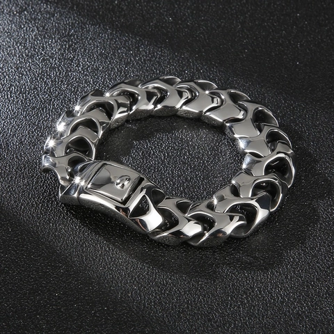 Bracciale da Uomo Punk in Acciaio Inossidabile a Catena a Osso di Drago Braccialetto in Acciaio al Titanio alla Moda per Uomo Gioielli