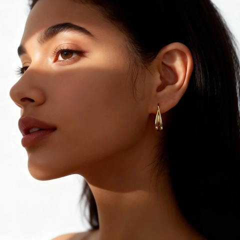 U-Shaped Hoop Earrings 925 Sterling Silver Double Layer Line Geometric Minimalist Light Luxury Ear Buckle For Women