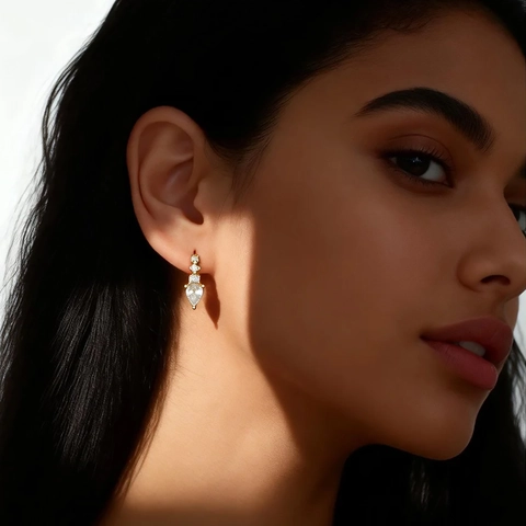 Orecchini A Cerchio In Argento Sterling 925 Con Pendente In Zircone A Goccia Gioielli Eleganti E Raffinati Da Donna
