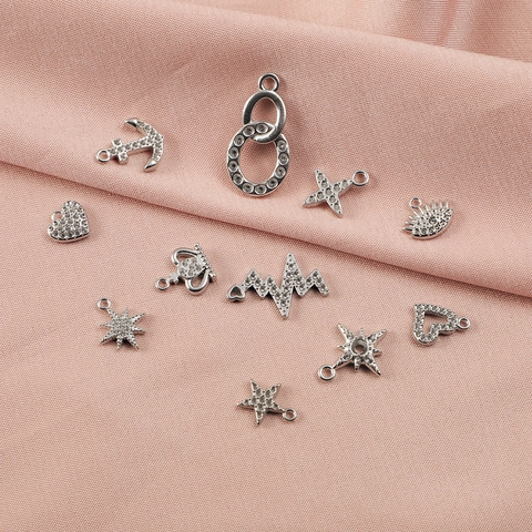 Edelstahl Strass Anhänger Charms Für DIY Schmuckherstellung Minimalistische Herz Stern Anker Böses Auge Krone Charms Zubehör Für Damen