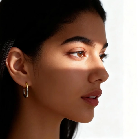 925 Sterling Zilveren Hoop Oorbellen Tweekleurig Goud En Zilver U-Vormig Geometrisch Minimalistisch Moderne Sieraden Voor Dames