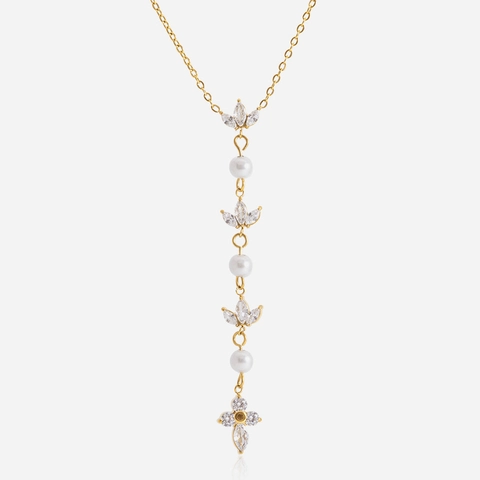 Edelstahl Künstliche Perle Strass Anhänger Halskette Für Damen Elegante Vergoldeter Schmuck Geschenk