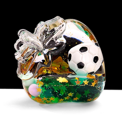Portachiavi Liquido Sabbie Mobili Calcio Fluttuante Acrilico Ciondolo Borsa Glitter Stella Cuore Regalo Tifoso