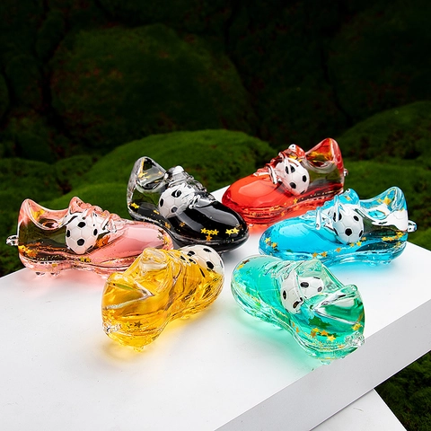 Porte-Clés Créatif En Forme De Chaussure De Football Acrylique Sable Mouvant Liquide Pour Fans De Foot Ornement De Bureau