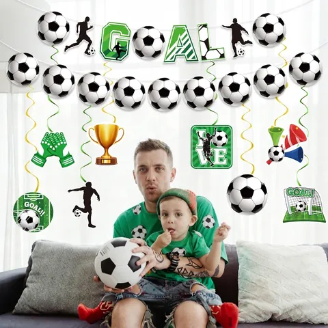 Soccer Party Decorations Set Football Theme Pull Banners Hanging Swirls For World Cup Celebration Birthday Game Day Sports Decor