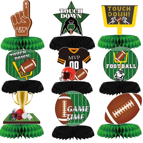 Decorazioni Per Feste A Tema Football Americano Striscioni In Carta Spirali E Centrotavola A Nido D Ape Per Sportivi