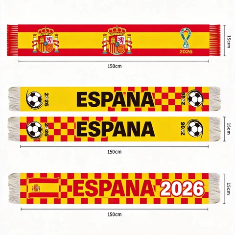 Spanien Fanschal Fußball Spieltag Unterstützung Polyester Gestrickt Mit Quasten Rot Gelb Nationales Thema Accessoire