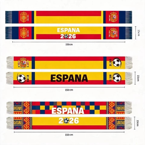 Spanien Fanschal Fußball Spieltag Unterstützung Polyester Gestrickt Mit Quasten Rot Gelb Nationales Thema Accessoire