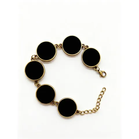 Vintage Alloy Glass Cabochon Link Bracelet Round Tray Charms Adjustable Retro Jewelry Women Men
