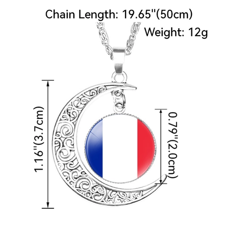 Hol Gesneden Halve Maan Hanger Ketting Legering Glas Cabochon Nationale Vlag Patroon Europa Souvenir Sieraden Voor Vrouwen