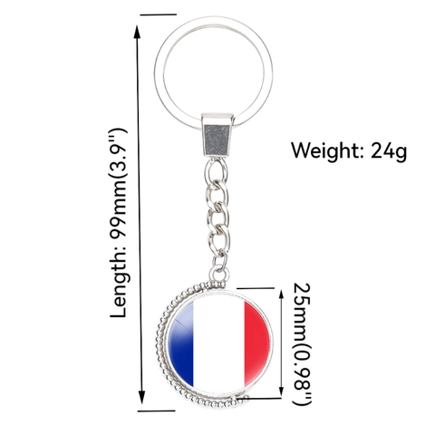 Rotating Metal Keychain Double Sided European Flag Pattern Glass Gem Alloy Swivel National Flag Key Ring For Souvenirs