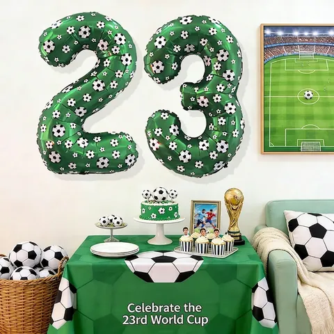 Large Football Number Balloons Aluminum Foil Soccer Theme Party Decorations Green Mylar Birthday Sports Celebration