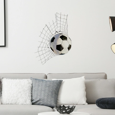3D Voetbal Muursticker PVC Waterdicht Verwijderbare Decal Creatief Door De Muur Effect Woondecoratie
