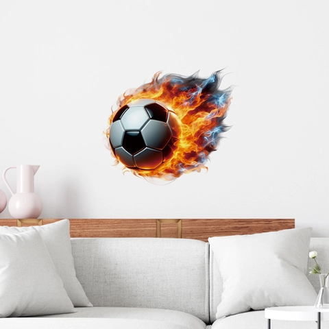 Pegatina De Pared De Fútbol De Llama PVC Impermeable Removible Autoadhesiva Decoración Tema De Deportes Para Sala Dormitorio