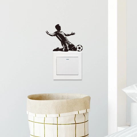 Football Player Soccer Silhouette Switch Wall Sticker Waterproof PVC Self Adhesive Creative Home Sports Room Decor