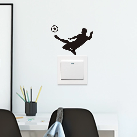 Pegatina Interruptor Silueta Jugador De Fútbol PVC Impermeable Decoración Pared Deporte