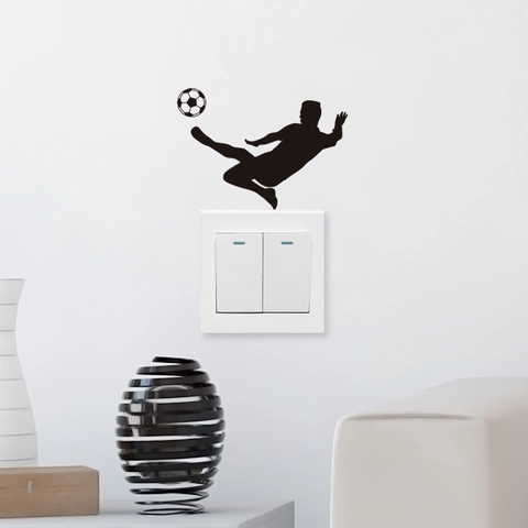 Pegatina Interruptor Silueta Jugador De Fútbol PVC Impermeable Decoración Pared Deporte