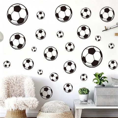 Adesivi Murali Calcio PVC Impermeabile Autoadesivo Removibile Motivo Pallone Classico Per Cameretta Bambini Sport Decor