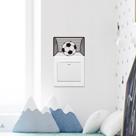Autocollant Interrupteur Foot But PVC Imperméable Amovible Décalcomanie Murale Sport Décoration Chambre Enfant