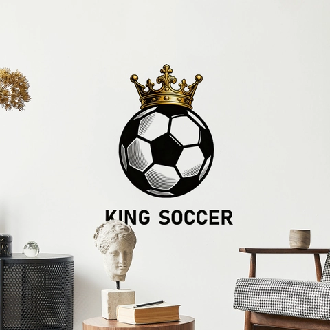 Autocollant Mural Football PVC Imperméable Autocollant King Soccer Décor Chambre Garçons Moderne Sport Thème Art Décalcomanie