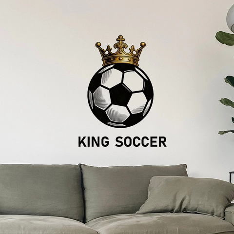 Autocollant Mural Football PVC Imperméable Autocollant King Soccer Décor Chambre Garçons Moderne Sport Thème Art Décalcomanie