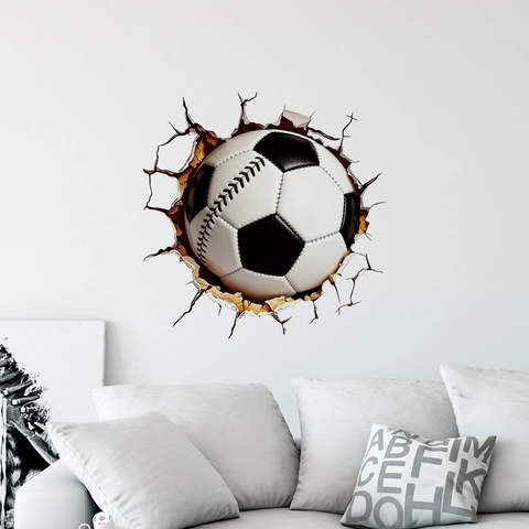 3D Voetbal Muursticker Door De Muur PVC Zelfklevend Waterdicht Decoratie Voor Woonkamer Slaapkamer Kinderkamer