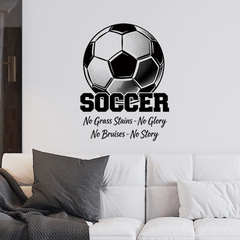 Sticker Mural Football Citation Motivationnelle PVC Imperméable Amovible Décoration Maison Sportive Chambre Garçon Salle De Sport