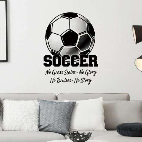 Sticker Mural Football Citation Motivationnelle PVC Imperméable Amovible Décoration Maison Sportive Chambre Garçon Salle De Sport