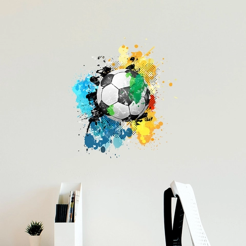 Adesivo Murale Calcio PVC Rimovibile Impermeabile Arte Creativa Spruzzi Colorati Effetto 3D Decorazione Per Casa Camera