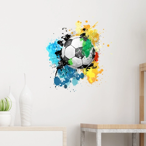 Adesivo Murale Calcio PVC Rimovibile Impermeabile Arte Creativa Spruzzi Colorati Effetto 3D Decorazione Per Casa Camera